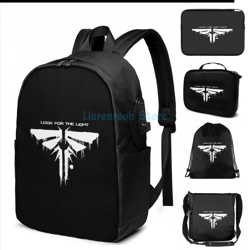 The Last of Us USB Charge Backpack School Travel Laptop Bag