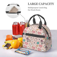 Funny Nurse Insulated Lunch Bag for Women Waterproof Nursing Cooler