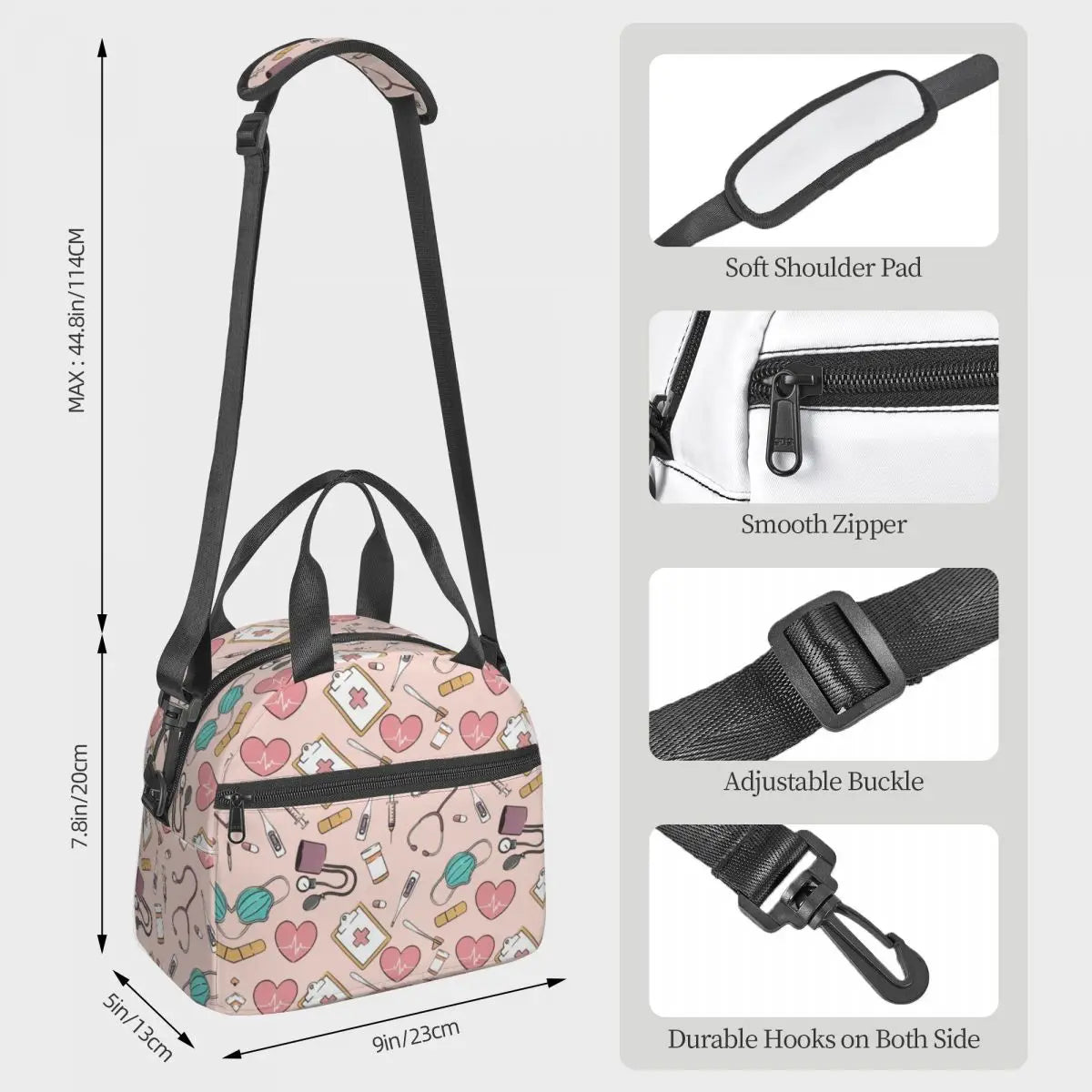 Funny Nurse Insulated Lunch Bag for Women Waterproof Nursing Cooler