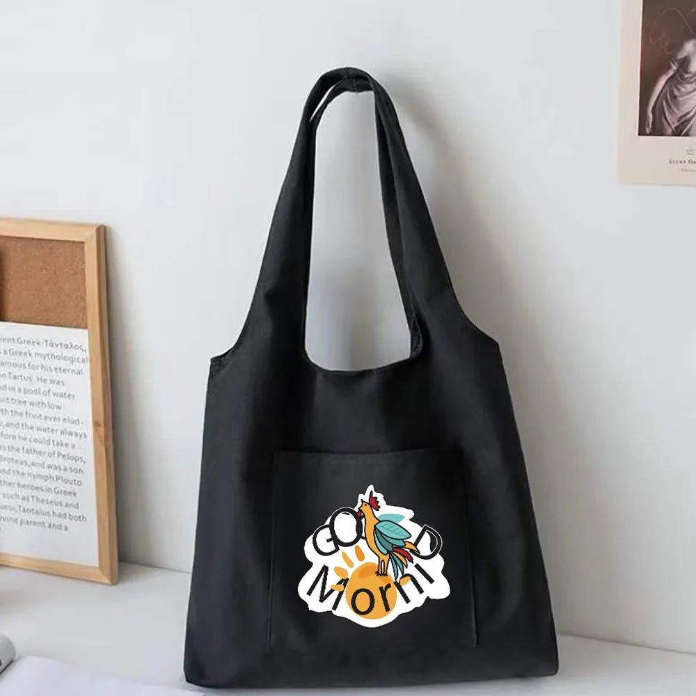 Funny Pattern Canvas Vest Bag Women Shopping Bags Ladies Shoulder Bag