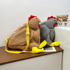 Funny Plush Chicken Crossbody Bag Soft Tote Handbag for Women Girls