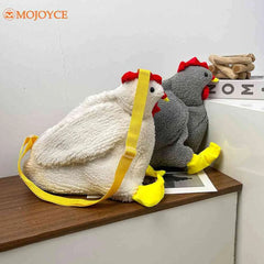 Funny Plush Chicken Crossbody Bag Soft Tote Handbag for Women Girls