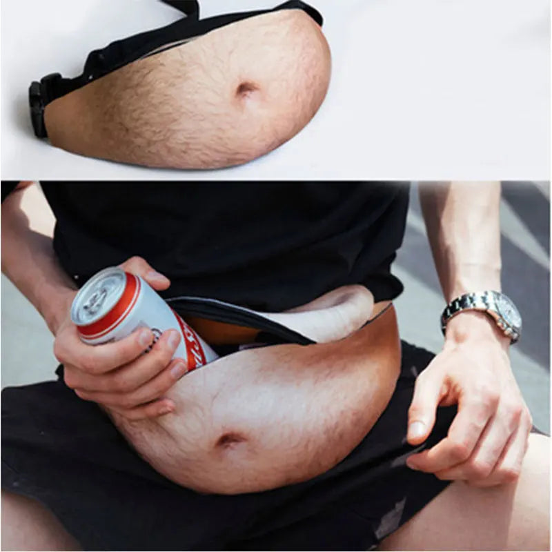 Funny Pop Dad Bod Money Belt Bag Men Travel Bags Flesh Fanny Pack