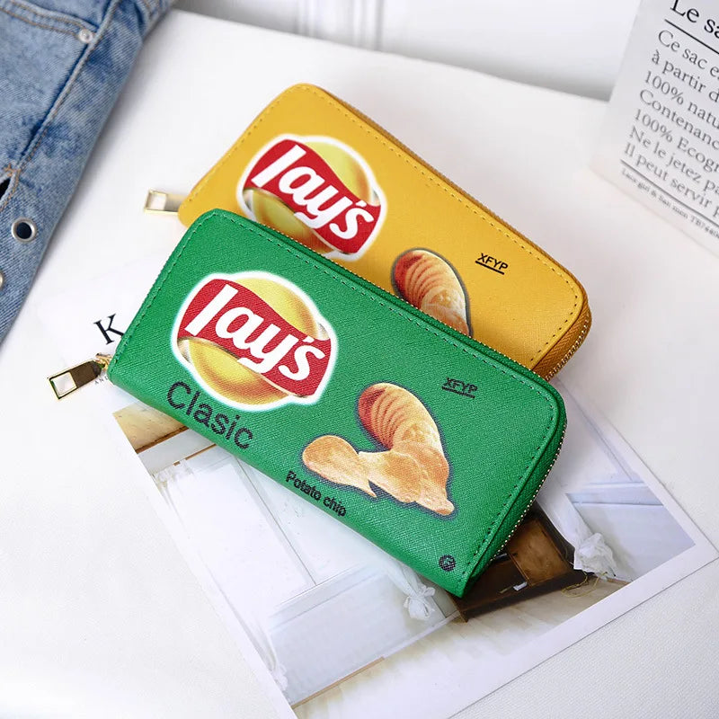 Funny Potato Chips Women Crossbody Handbag Canvas Shoulder Bag