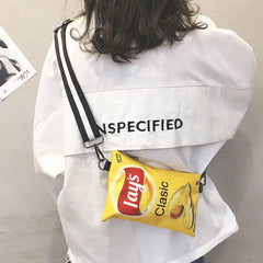 Funny Potato Chips Women Crossbody Handbag Canvas Shoulder Bag
