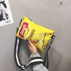 Funny Potato Chips Women Crossbody Handbag Canvas Shoulder Bag