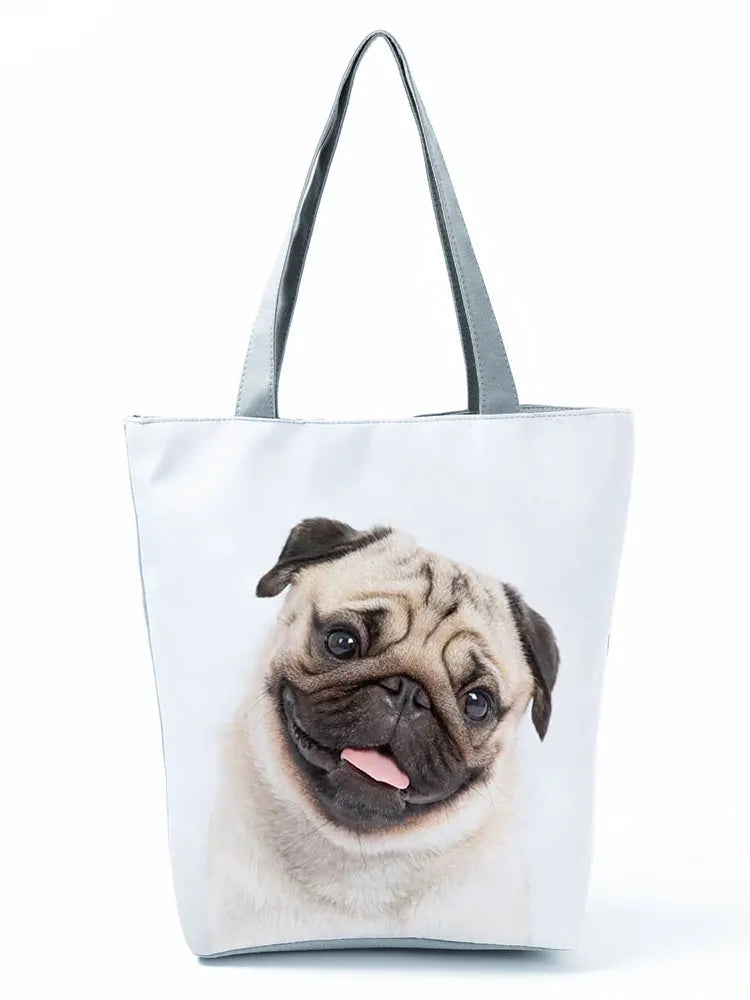 Funny Pug Printed Women's Shoulder Bag All-Match Tote Bag