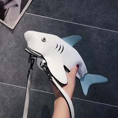 Funny Shark Shaped Women Shoulder Messenger Bag PU leather Phone Bag