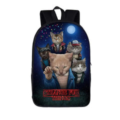 Funny Stranger Cat Backpack Creative Polyester Comfortable Student School Bags