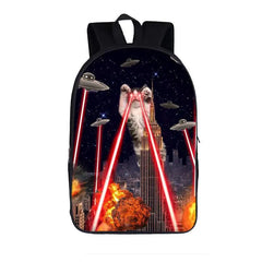 Funny Stranger Cat Backpack Creative Polyester Comfortable Student School Bags