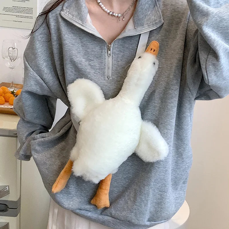 Funny Duck Girl Plush Toy Cross-body Bag Lady Duck Bag Women Plush Purse