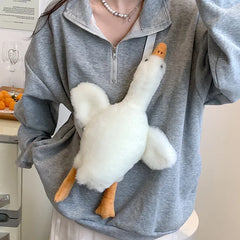 Funny Duck Girl Plush Toy Cross-body Bag Lady Duck Bag Women Plush Purse