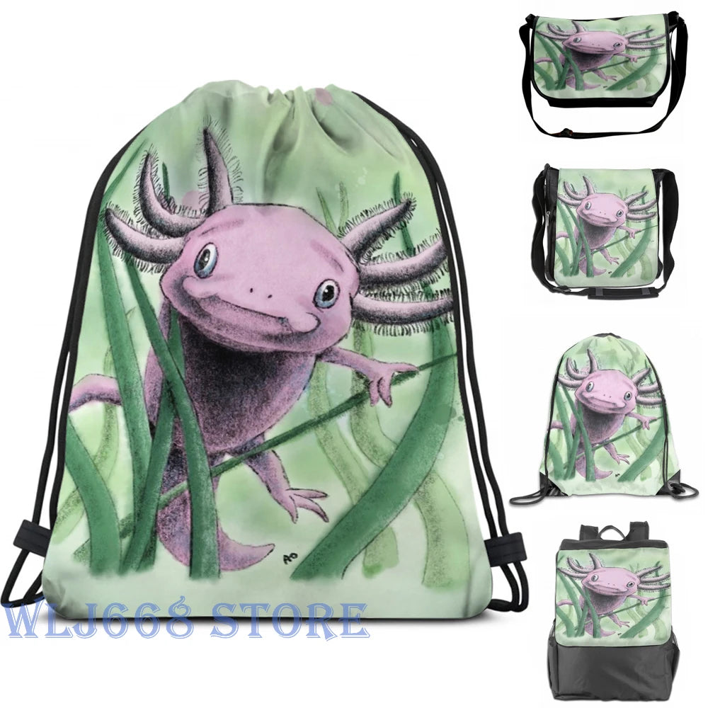 Funny Axolotl Print Shoulder Bag for Women and Men