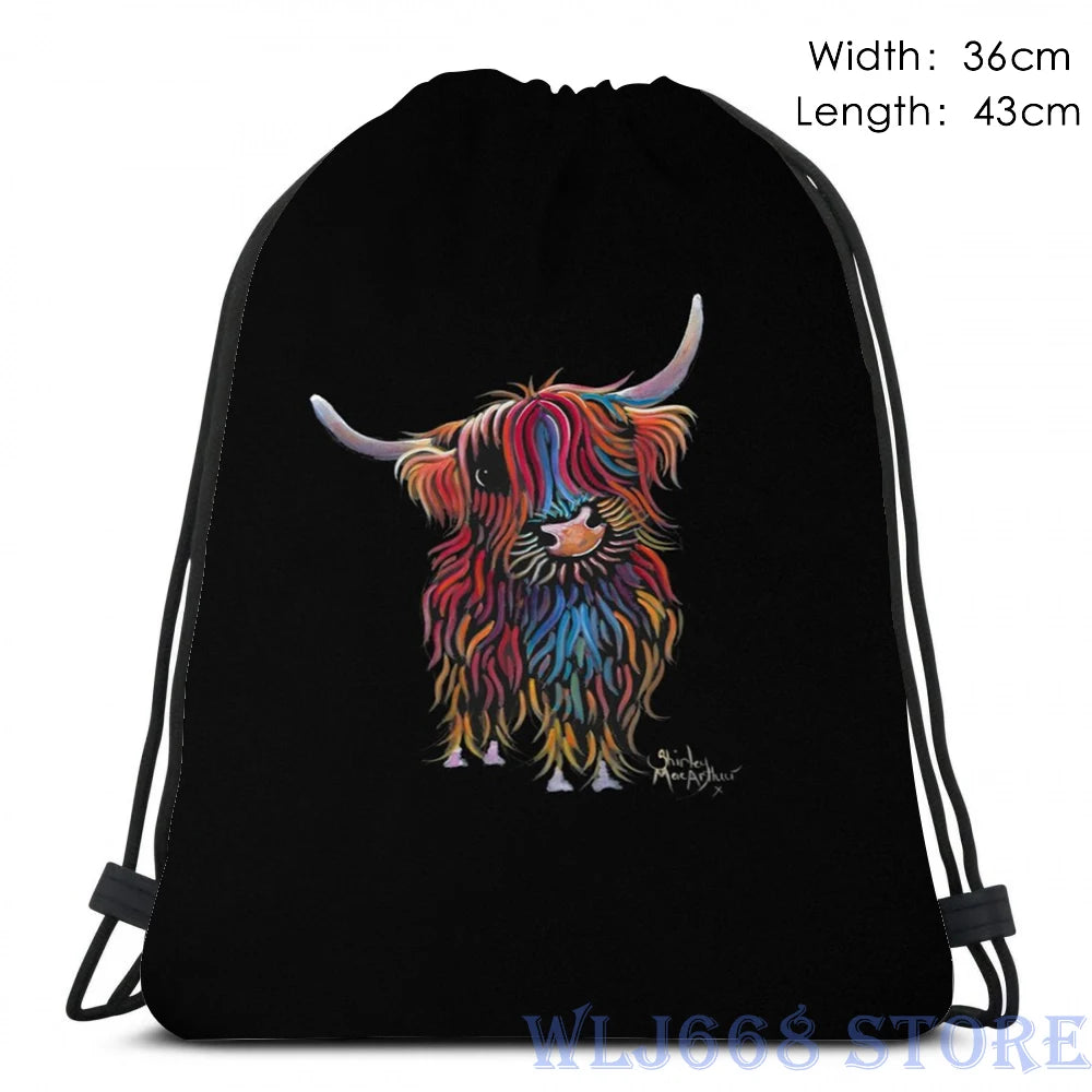 Funny Scottish Cow Shoulder Bag by Shirley MacArthur - Single Backpack