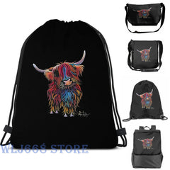 Funny Scottish Cow Shoulder Bag by Shirley MacArthur - Single Backpack