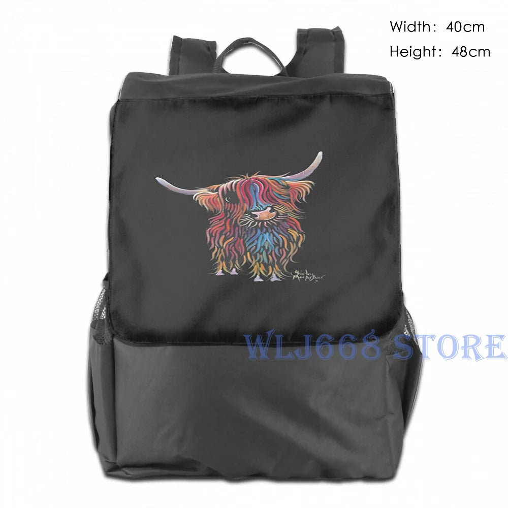 Funny Scottish Cow Shoulder Bag by Shirley MacArthur - Single Backpack