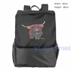 Funny Scottish Cow Shoulder Bag by Shirley MacArthur - Single Backpack