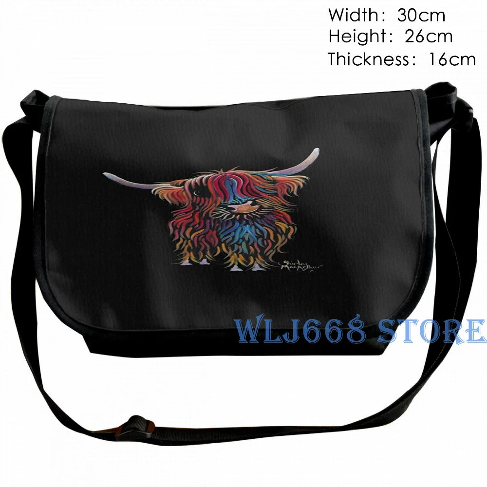 Funny Scottish Cow Shoulder Bag by Shirley MacArthur - Single Backpack