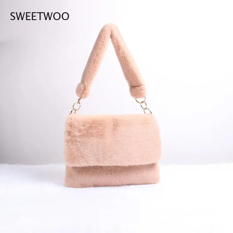 Leopard Print Fur Bag Crossbody Winter Shoulder Bag