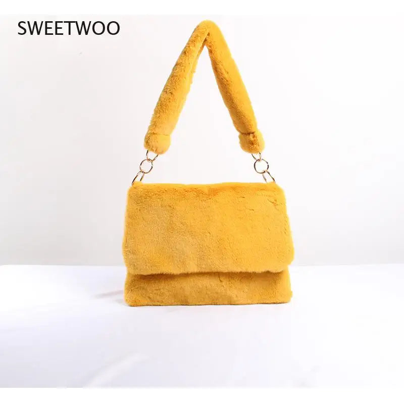 Leopard Print Fur Bag Crossbody Winter Shoulder Bag