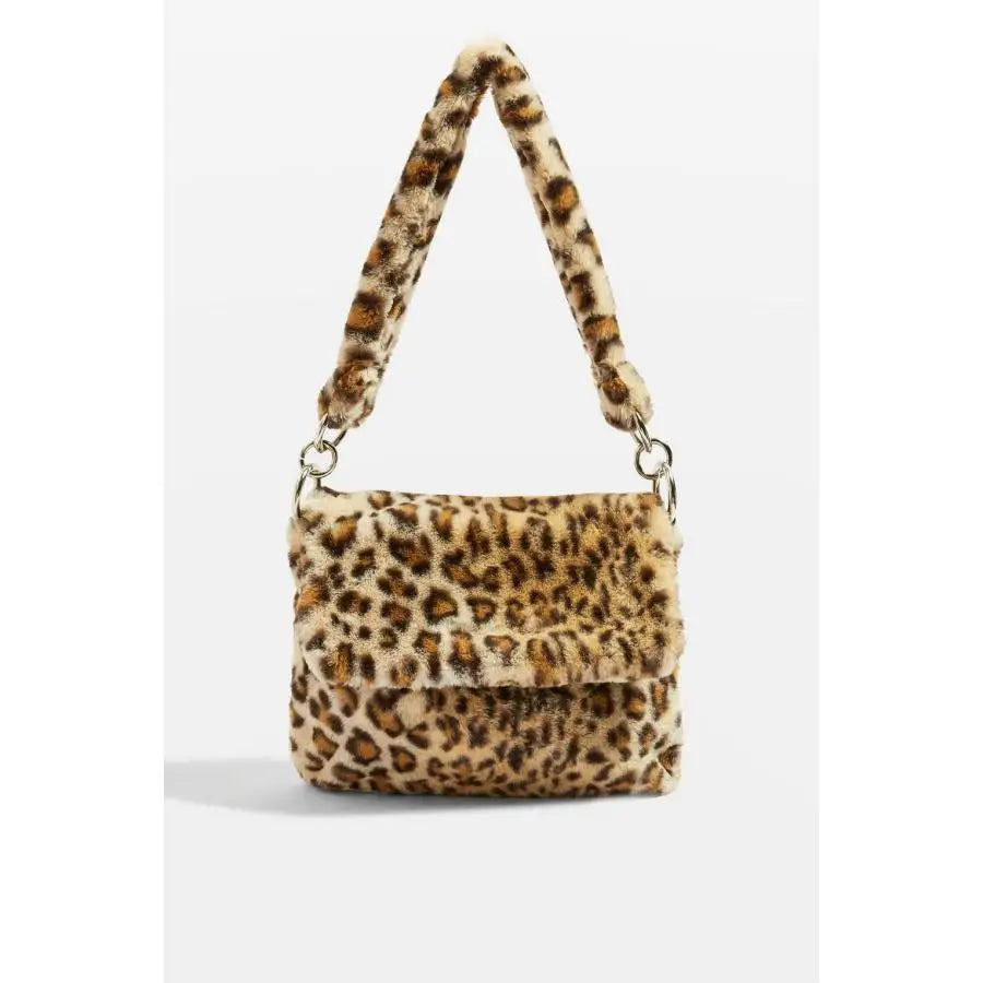 Leopard Print Fur Crossbody Bag for Women