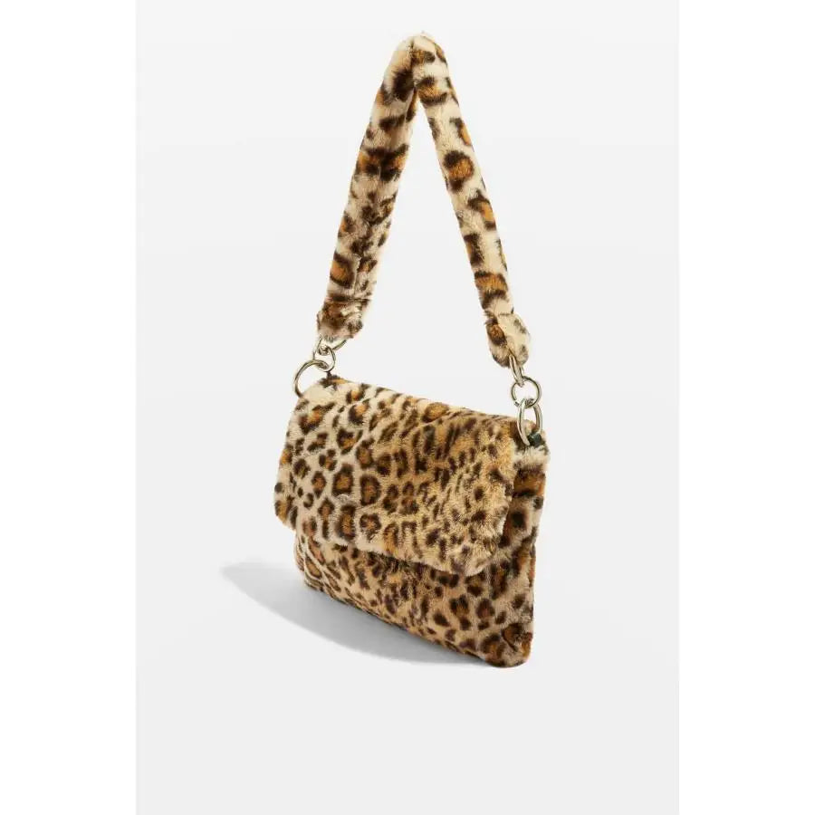 Leopard Print Fur Crossbody Bag for Women