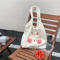 Fur Ball Blush Bear Women Shoulder Bags Winter Student Girls Soft Plush Vest Bag