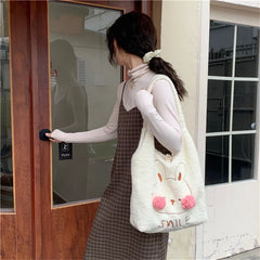 Fur Ball Blush Bear Women Shoulder Bags Winter Student Girls Soft Plush Vest Bag