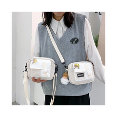 Fur Ball Pendant Canvas Shoulder Bag for Women -40