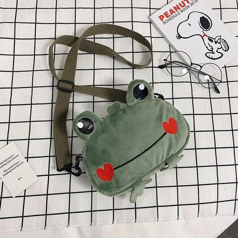 Cute Frog Plush Doll Shoulder Bag for Girls