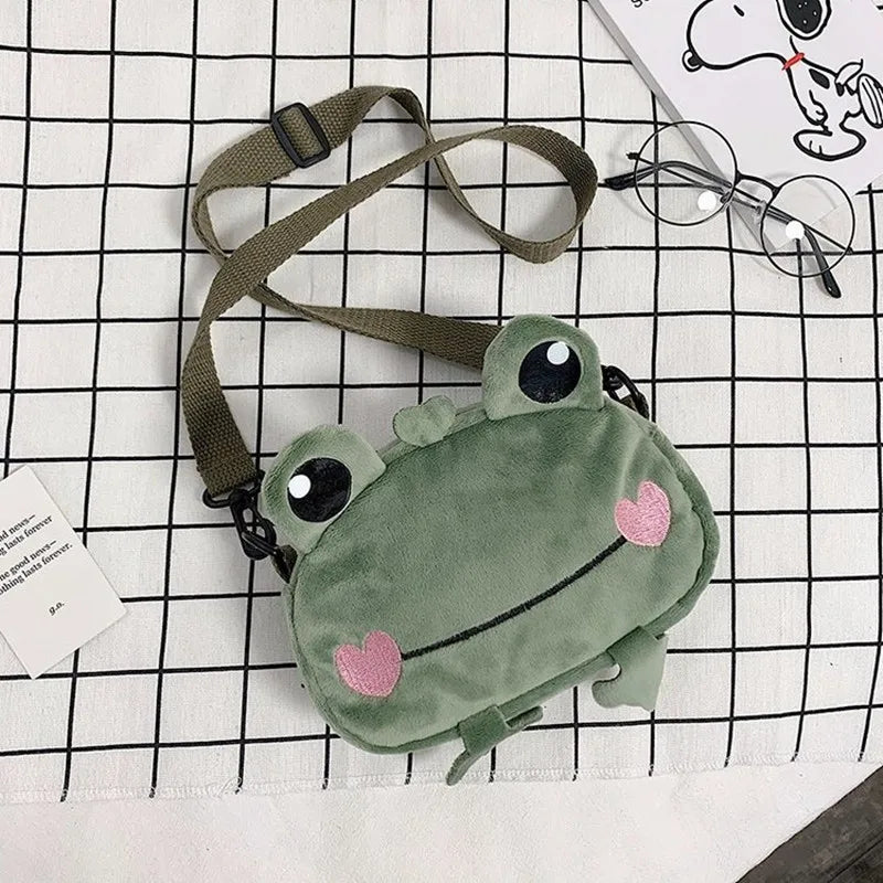 Cute Frog Plush Doll Shoulder Bag for Girls