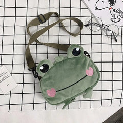 Cute Frog Plush Doll Shoulder Bag for Girls