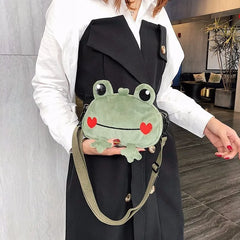 Cute Frog Plush Doll Shoulder Bag for Girls