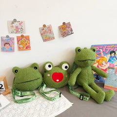 Cute Frog Plush Doll Shoulder Bag for Girls