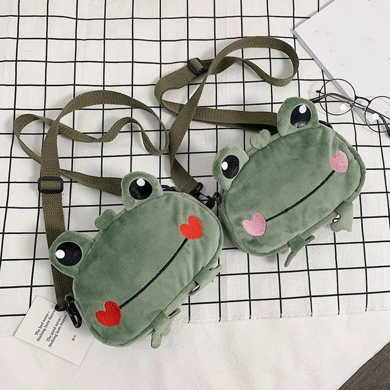 Cute Frog Plush Doll Shoulder Bag for Girls