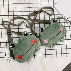 Cute Frog Plush Doll Shoulder Bag for Girls