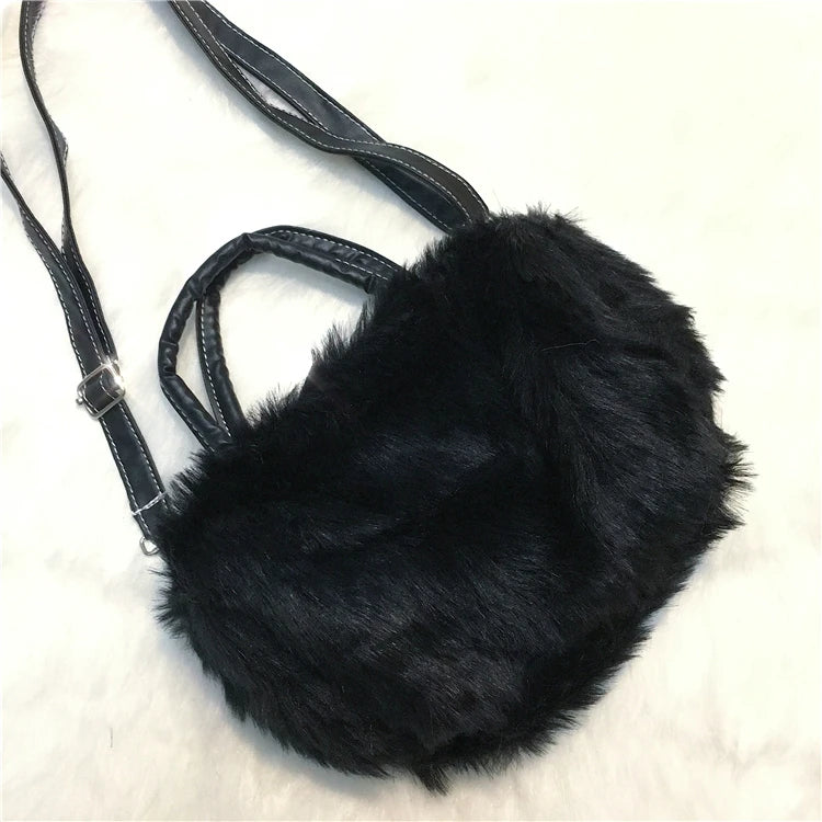 Furry Y2k Girls Messenger Bag Faux Fur Women Small Underarm Shoulder Bags