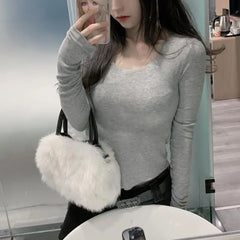 Furry Y2k Girls Messenger Bag Faux Fur Women Small Underarm Shoulder Bags