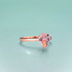 Natural Morganite Water Drop Ring 925 Sterling Silver Anniversary Gift