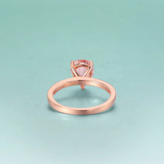 Natural Morganite Water Drop Ring 925 Sterling Silver Anniversary Gift