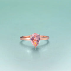 Natural Morganite Water Drop Ring 925 Sterling Silver Anniversary Gift