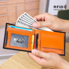 Men's Carbon Fiber RFID Wallet Slim Short Leather