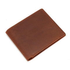 Crazy Horse Leather Men Short Wallet Bifold Horizontal Male Purse