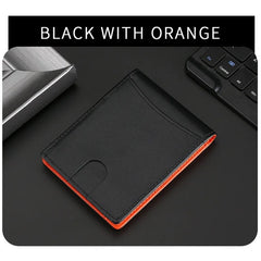 RFID Blocking Leather Money Clip Slim Wallet for Men