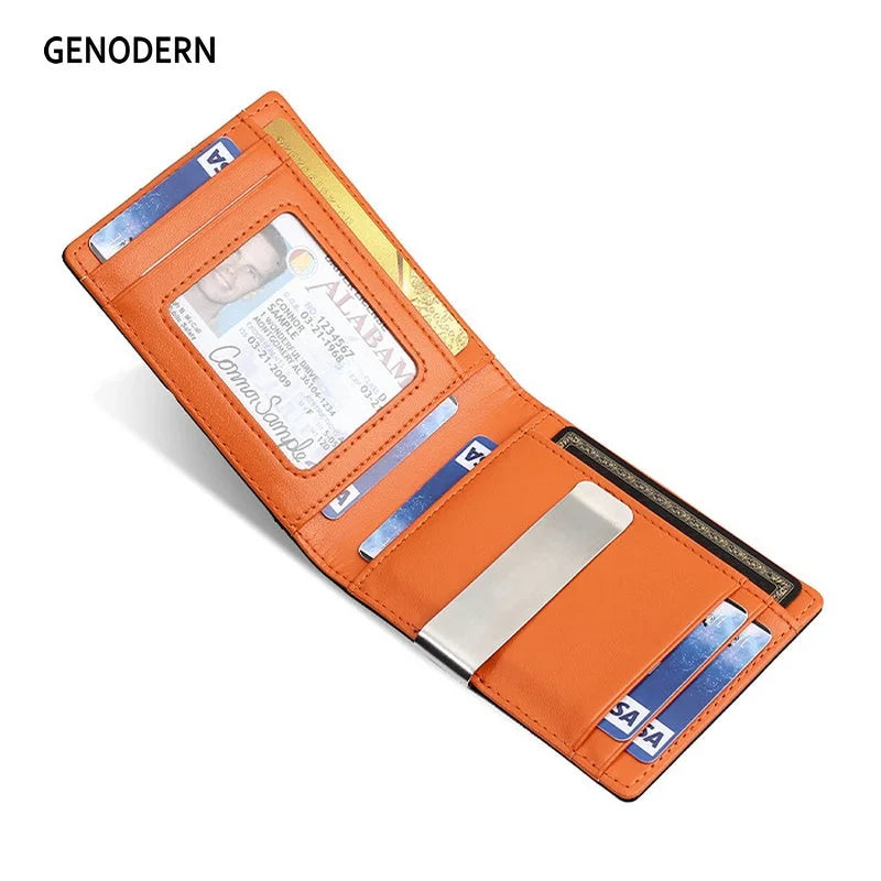 RFID Blocking Leather Money Clip Slim Wallet for Men