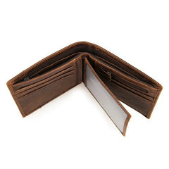 Cow Leather Men's Wallet Short Style Brown