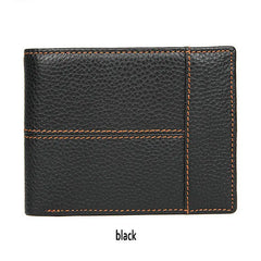 Cow Leather Men's Wallet Short Style Brown