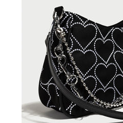 GIGIFOX Gothic Hot Goth Heart Chains Crossbody Shoulder Bags Purse Women