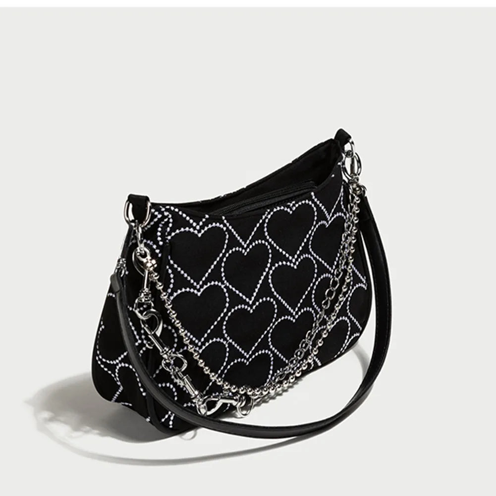 GIGIFOX Gothic Hot Goth Heart Chains Crossbody Shoulder Bags Purse Women