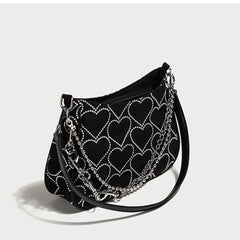 GIGIFOX Gothic Hot Goth Heart Chains Crossbody Shoulder Bags Purse Women